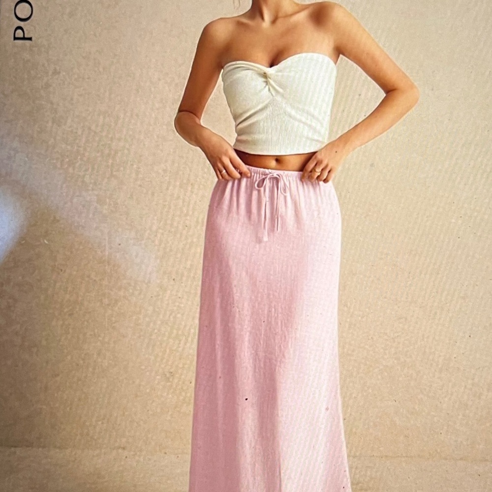 Pink Trumpet Maxi Skirt with Ribbed Texture